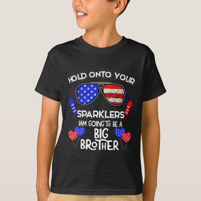 Big Brother 4th Of July Pregnancy Announcement  T-Shirt (Front)