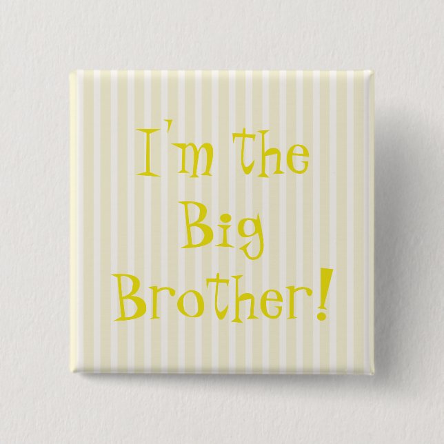 Big Brother Baby Shower Yellow Stripes 15 Cm Square Badge (Front)