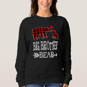 Big Brother Bear Red Buffalo Plaid Grandma Bear Sweatshirt