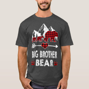 Big Brother Bear Shirt, Red Buffalo Plaid Big Brot T-Shirt
