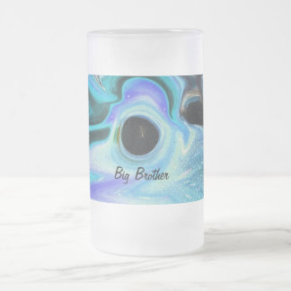 BIG BROTHER BEER MUG!! OUT OF THE BOX FROSTED GLASS BEER MUG
