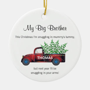 big brother Christmas from bump truck funny Ceramic Tree Decoration