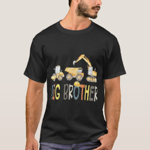 Big Brother Construction Excavator Birthday Boy T-Shirt