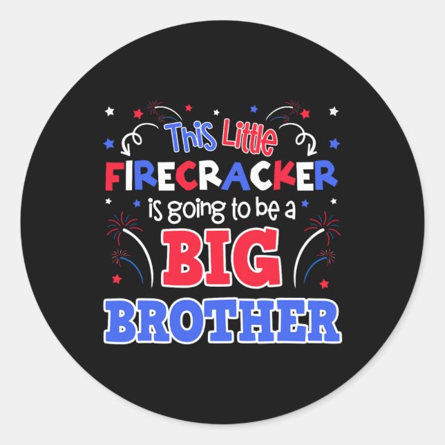 Big Brother Cute 4th Of July Pregnancy Announcemen Classic Round Sticker (Front)