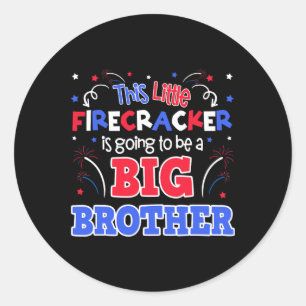 Big Brother Cute 4th Of July Pregnancy Announcemen Classic Round Sticker