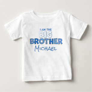 Big Brother Cute Boy Personalised Blue Custom Baby T-Shirt
