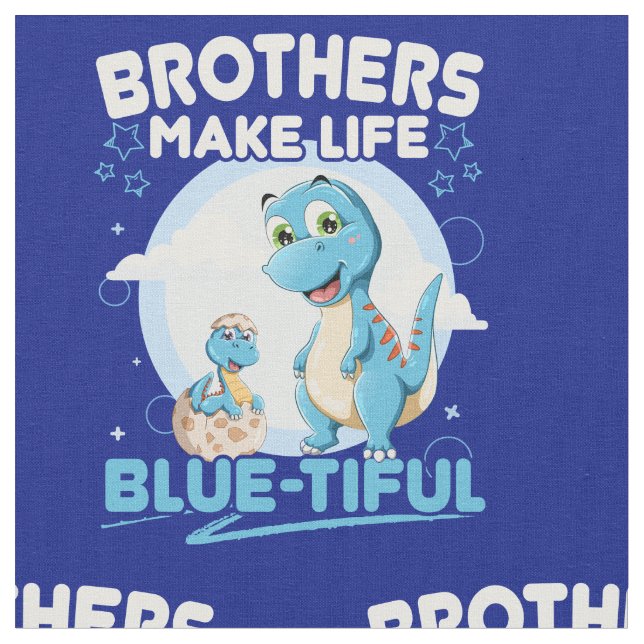Big Brother Dinosaur Beautiful Life Pun Fabric (Close Up)