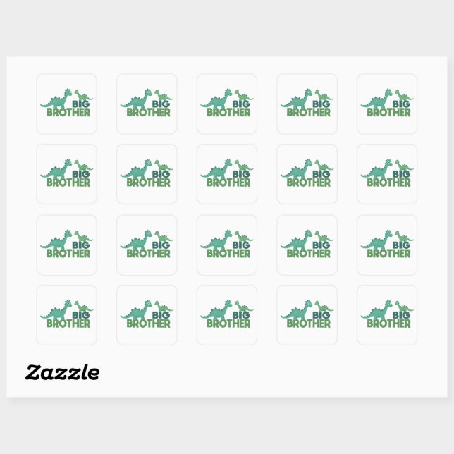 Big brother dinosaur cartoon animal sibling  square sticker (Sheet)