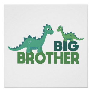 Big brother dinosaur cartoon boys room  poster