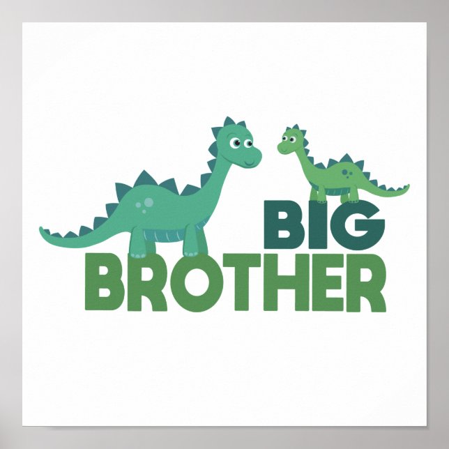 Big brother dinosaur cartoon boys room poster (Front)