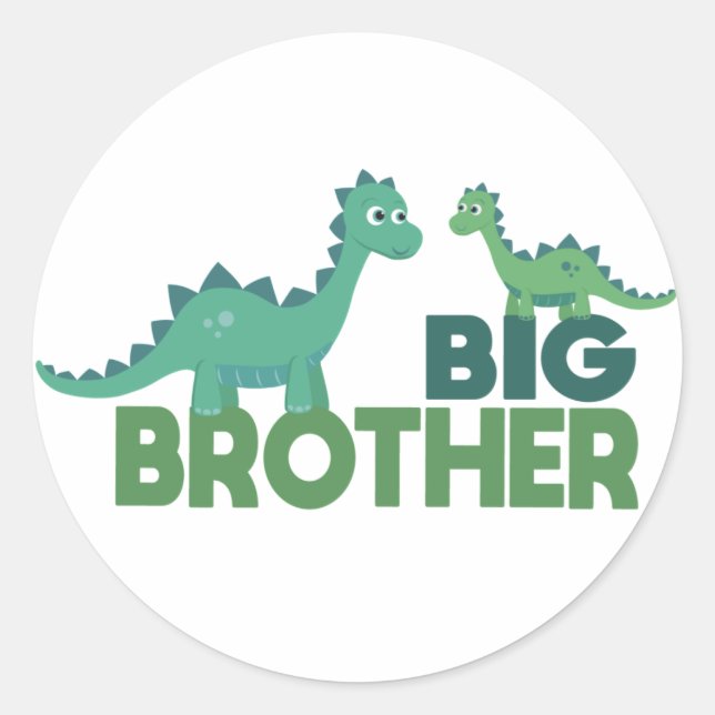 Big brother dinosaur kids boy dinos classic round sticker (Front)