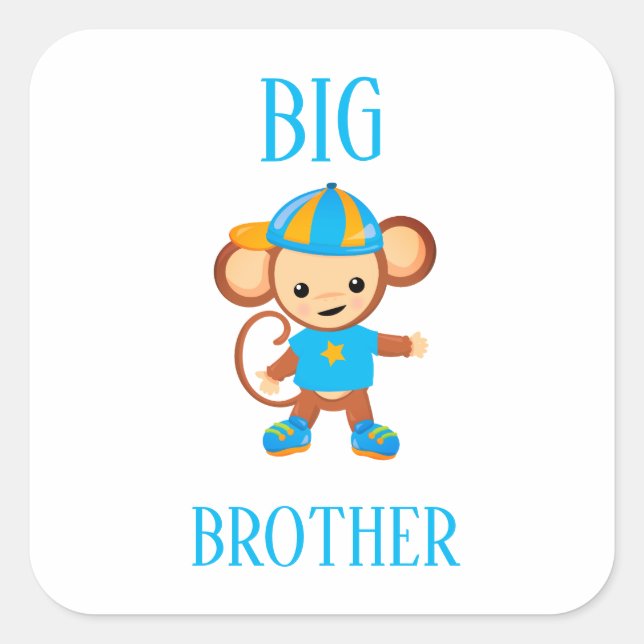 Big Brother Dressed Monkey Custom Text Square Sticker (Front)