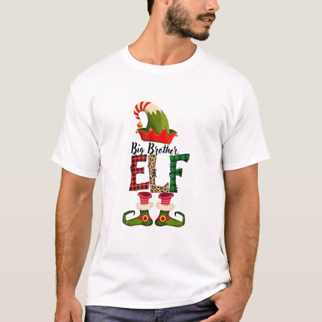 Big Brother Elf Matching Family Group Christmas Pa T-Shirt (Front)