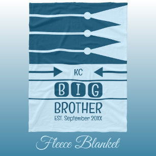 Big brother established date initials blue fleece blanket