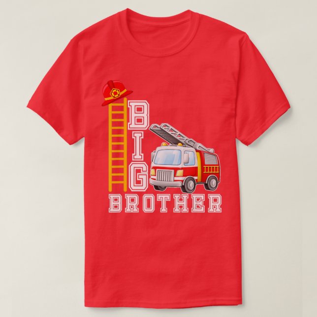 Big Brother Fire Truck Short Sleeved  For Toddlers T-Shirt (Design Front)