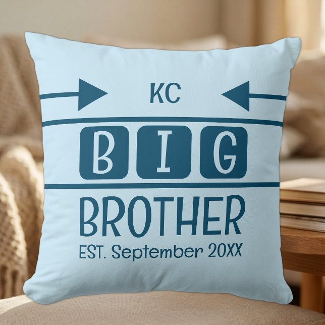 Big brother initials est. month year blue cushion (Creator Uploaded)