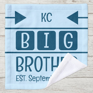 Big brother initials est. month year blue wash cloth