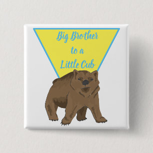 Big Brother Little Brother Bear Cub 15 Cm Square Badge