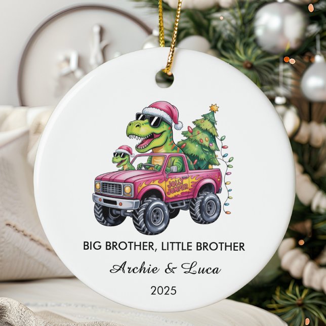 Big Brother Little Brother Dinosaur Christmas  Ceramic Tree Decoration (Creator Uploaded)