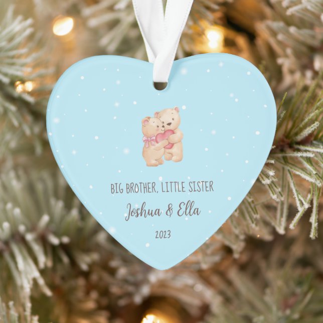 Big Brother Little Sister First Christmas Keepsake Ornament (Tree)