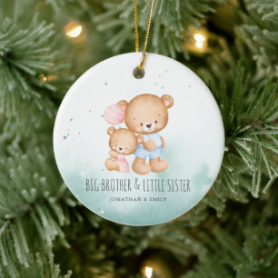Big Brother Little Sister Siblings First Christmas Ceramic Tree Decoration