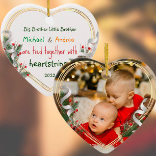 Big Brother Love Photo Holly Pine Gold Frame Ornament