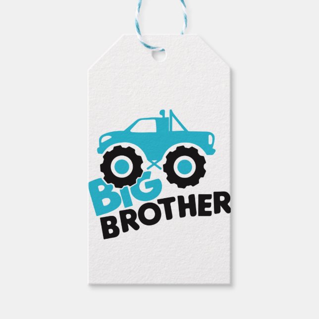Big Brother Monster Truck Gift Tags (Front)