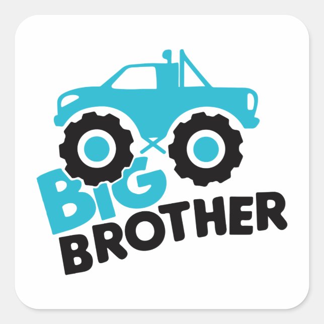 Big Brother Monster Truck Square Sticker (Front)