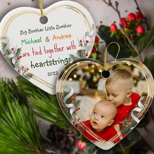 Big Brother New Baby Photo Gold Frame Custom   Ceramic Tree Decoration