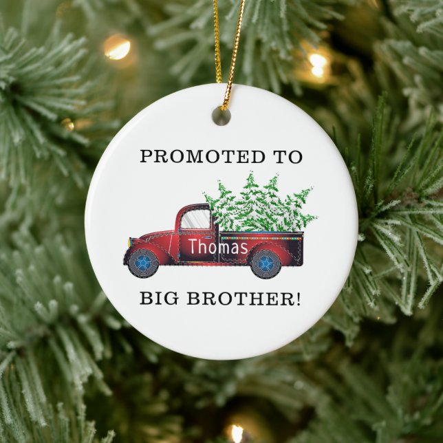 big brother new baby pregnancy announcement truck ceramic tree decoration (Tree)
