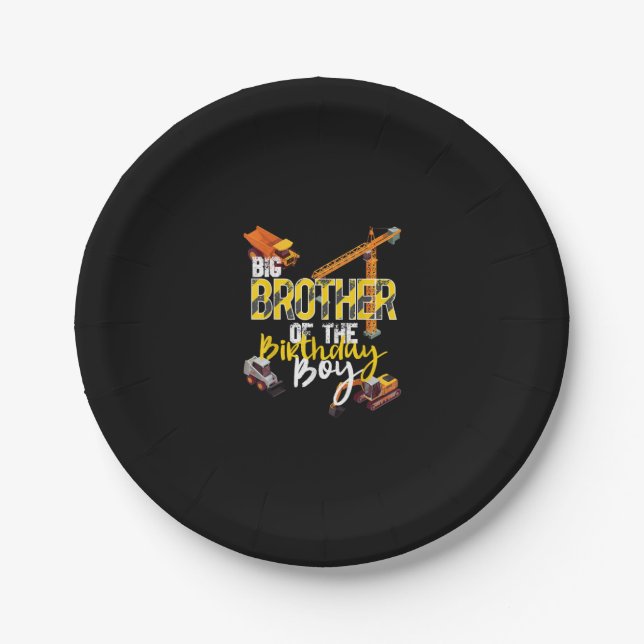 Big Brother Of Birthday Boy Constructor Paper Plate (Front)
