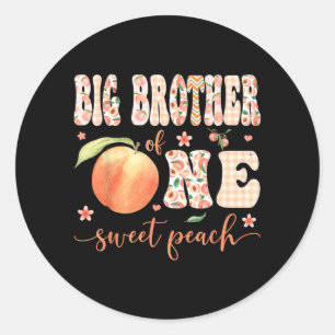 Big Brother Of One Sweet Peach 1st Birthday Girl Classic Round Sticker