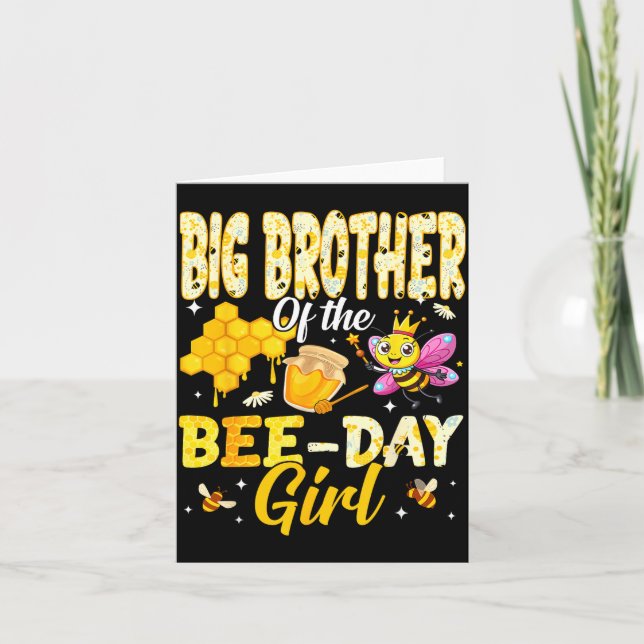 Big Brother Of The Bee Day Girl Birthday Family Ma Card (Front)