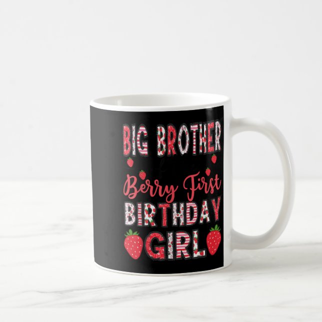 Big Brother Of The Berry First Birthday Girl Straw Coffee Mug (Right)