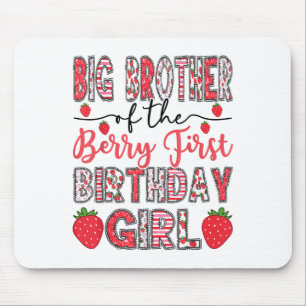 Big Brother Of The Berry First Birthday Girl Straw Mouse Mat