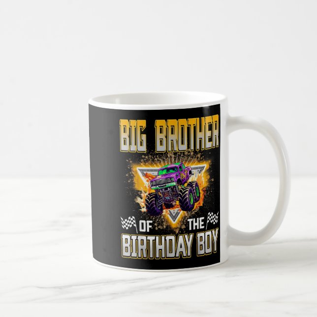 Big Brother Of The Birthday Boy Monster Truck Birt Coffee Mug (Right)