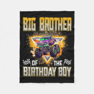 Big Brother Of The Birthday Boy Monster Truck Birt Fleece Blanket