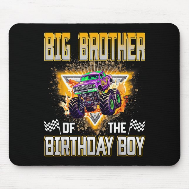 Big Brother Of The Birthday Boy Monster Truck Birt Mouse Mat (Front)