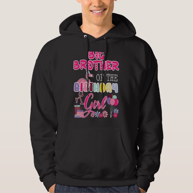 Big Brother Of The Birthday Girl Flamingo Theme Pa Hoodie (Front)