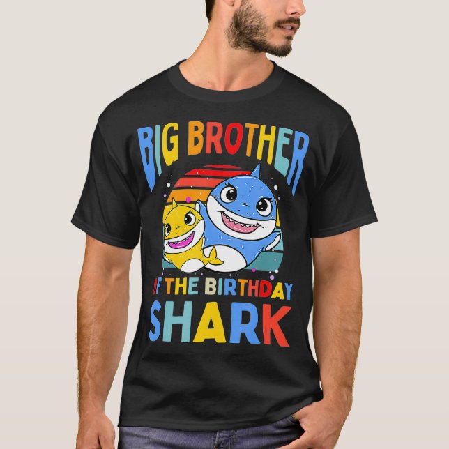Big Brother Of The Birthday Shark Bro Matching Fam T-Shirt (Front)