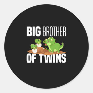 Big Brother Of Twins Dinosaur Dino Classic Round Sticker