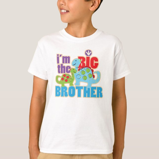 Big Brother personalised dinosaur shirt toddler (Front)