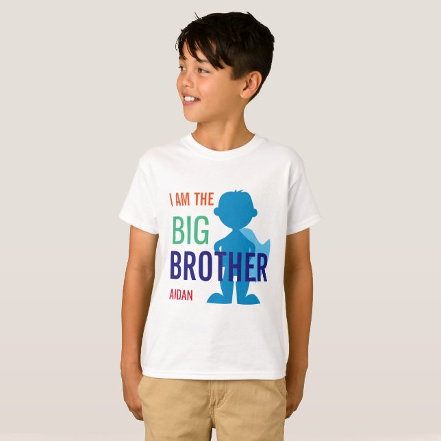 Big Brother Personalised Superhero Silhouette Boys T-Shirt (Front Full)