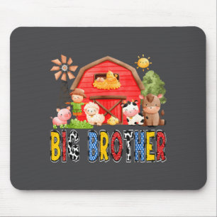 Big Brother Red Farm Cow Birthday Boy Matching Fam Mouse Mat