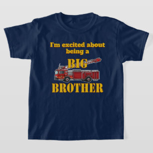 Big Brother Red Firetruck Reveal Ladder Truck T-Shirt