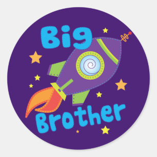 Big Brother Rocket Ship Sibling Sets Classic Round Sticker