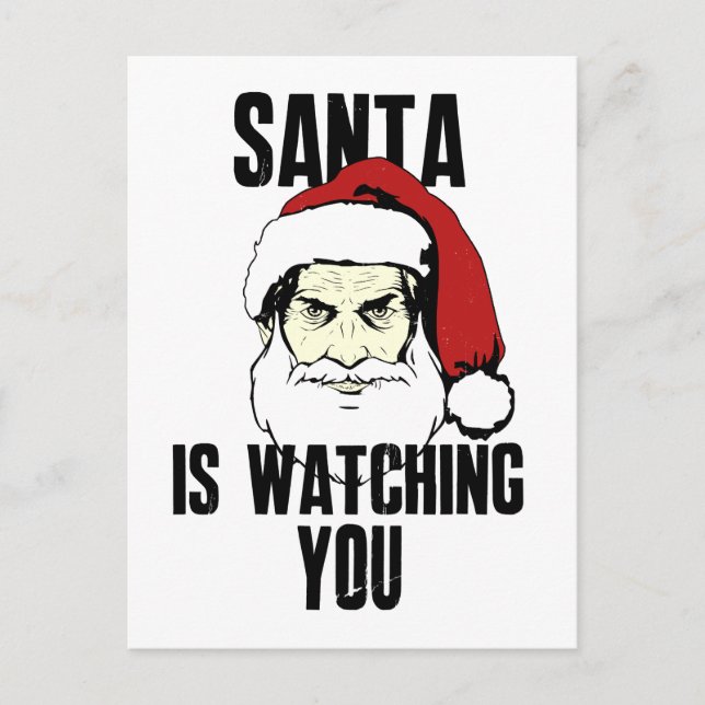 Big Brother Santa Claus Is Watching You Holiday Postcard (Front)