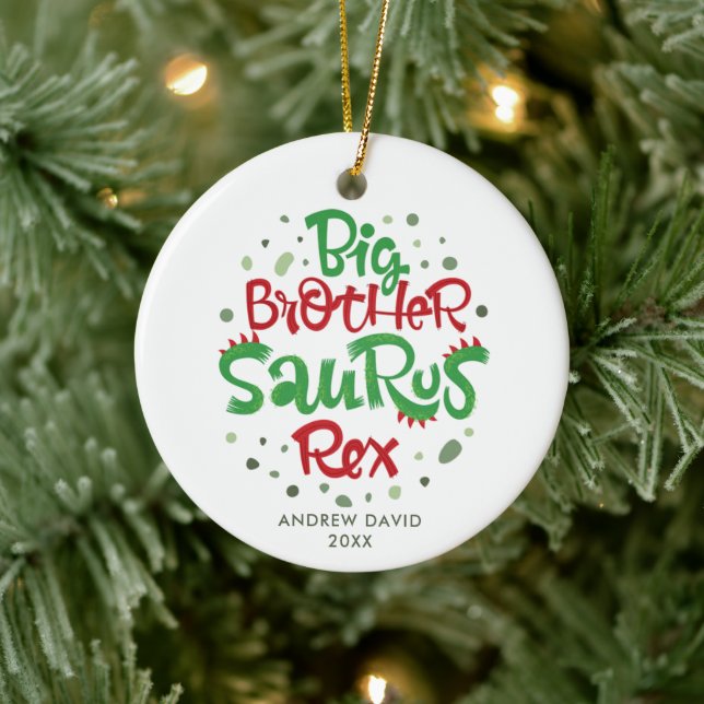 Big Brother Saurus Rex Personalised Dinosaur T-Rex Ceramic Tree Decoration (Tree)