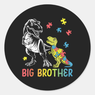 Big Brother Saurus T Rex Autism Awareness Autistic Classic Round Sticker