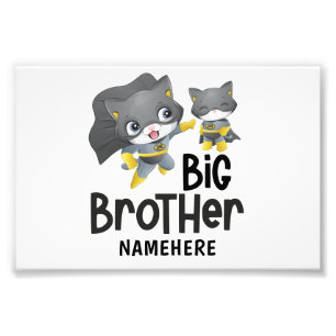 Big Brother Superhero Cat Custom Name Photo Print